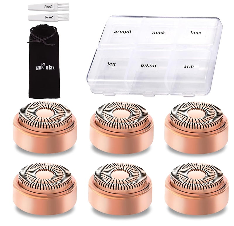 gurelax Replacement Heads for Flawless Hair Remover Gen 2, 18k Gold Facial Hair Remover Replacement Head with Compartment Storage Box, Women Painless Replacement Blades fit Finishing Touch Flawless - Image 1